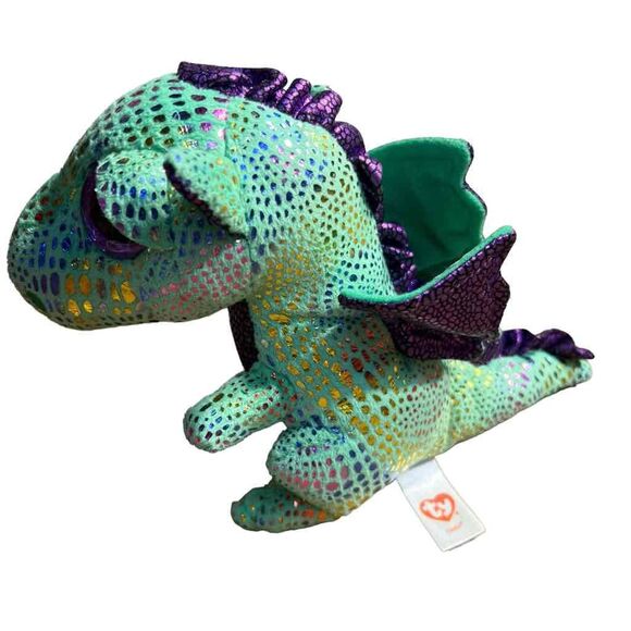 Ty Beanie Boos Cinder the Green Dragon (6 Inch) Stuffed Plush Animal  6” - Picture 3 of 5